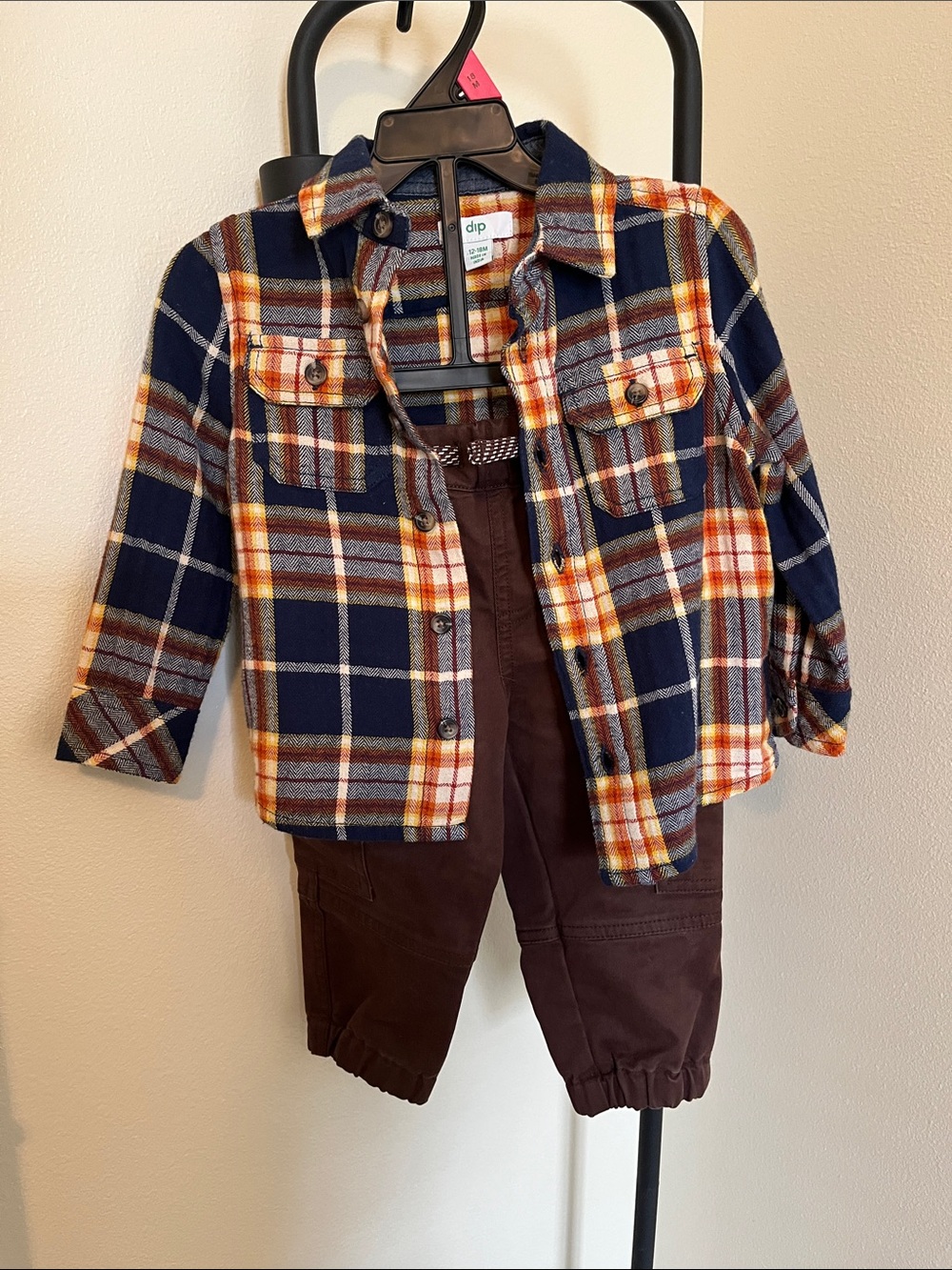 Full outfit! dip 12-18 mo. Plaid Flannel w/ matching pants!